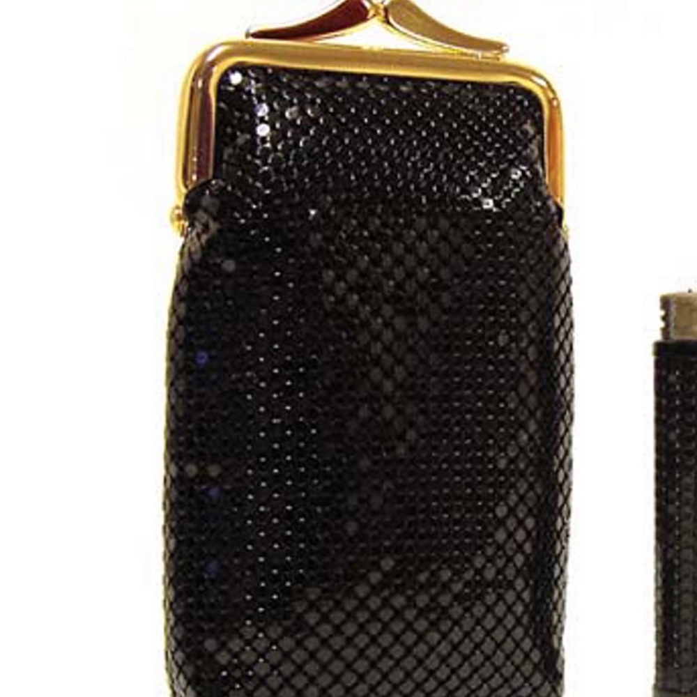 Whiting & Davis mesh black vintage glass or cigarette case like new DEADSTOCK